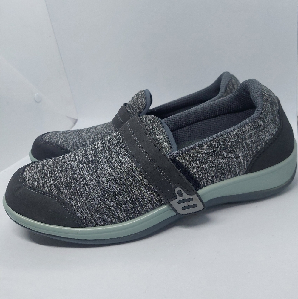 Orthofeet Shoes Womens Sz 11.5 Wide Grey Quincy Orthopedic Walking Slip On Shoes